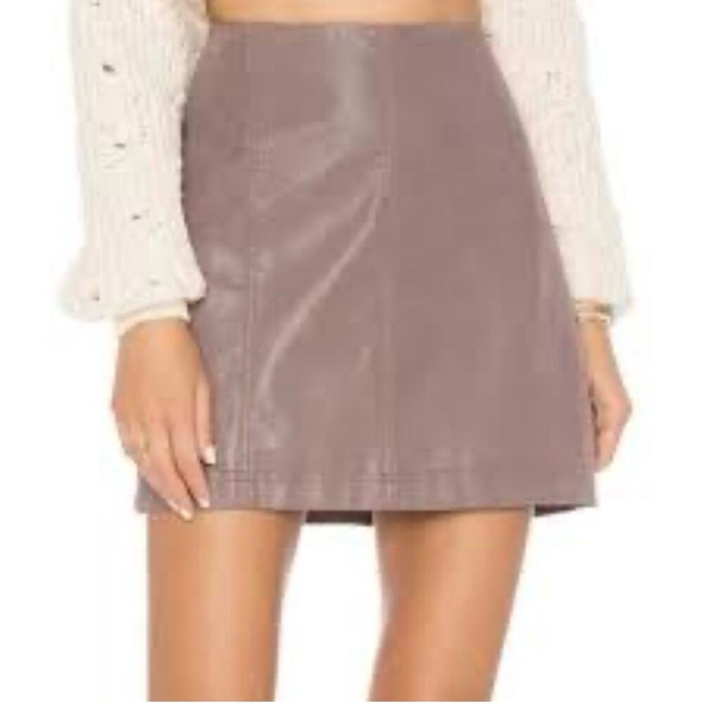 Free People Dusty Pink Faux Leather Mini Skirt Moto Zip Y2K Size 4